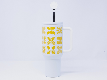 Hawaiian Quilt Tumbler - 40 oz Handle Cup